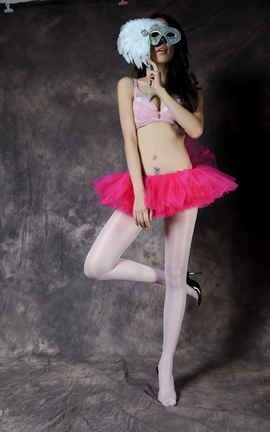 丝间舞 原创个人丝袜摄影 NO.421 粉色公主蓬蓬裙，粉色丝袜,全透明高跟